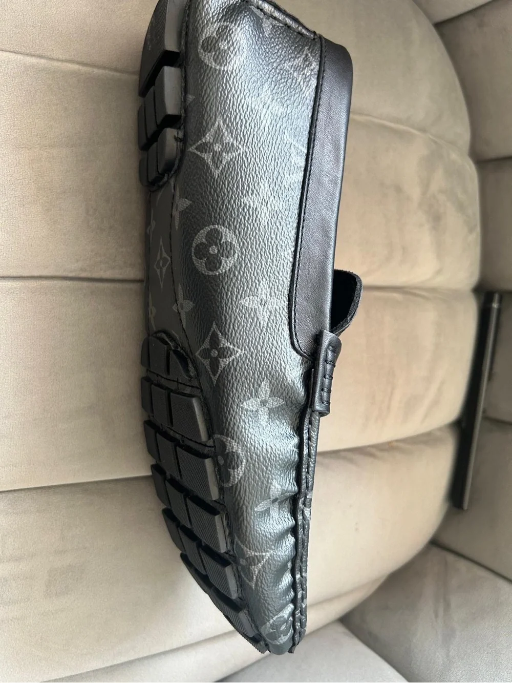 Louis Vuitton Black Monogram Heel Cap with Subtle Logo
